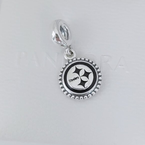 Pandora Pittsburgh Steelers NFL Logo Dangle Charm Pendant S925 Silver with box - Picture 7 of 7